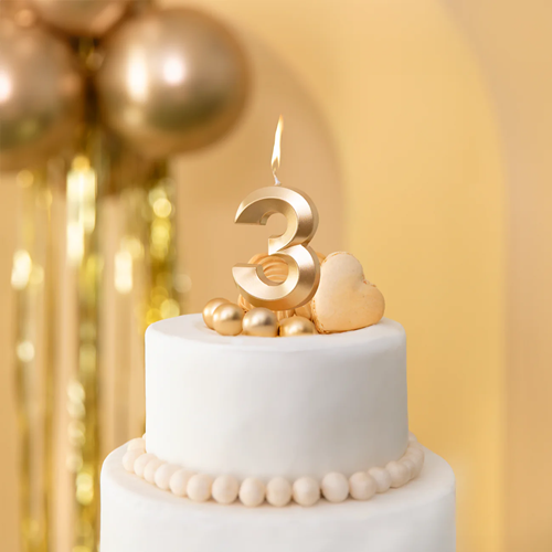 Świeczki urodzinowe tort świeczka złoty cyfra 3